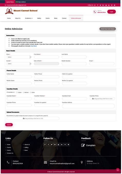 Online Admission Form .